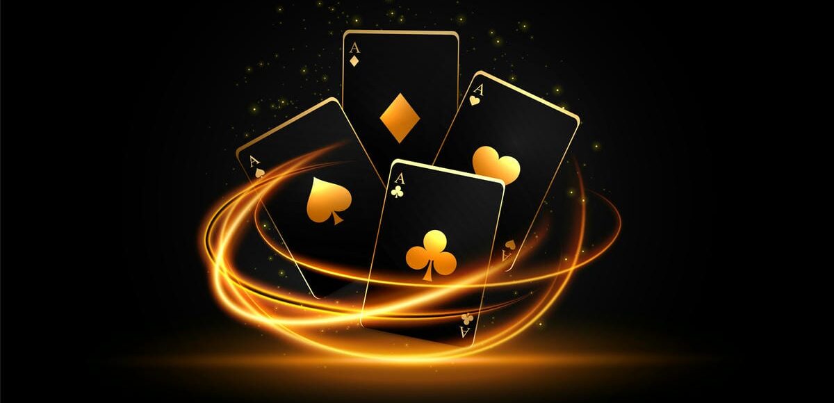 dark casino ace card gambling banner with light streak effect vector