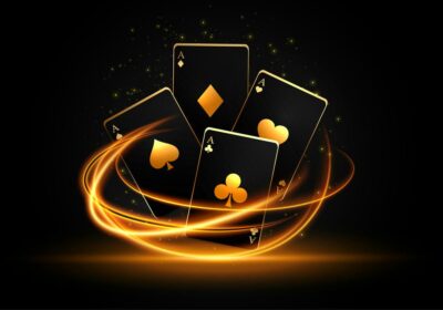 dark casino ace card gambling banner with light streak effect vector