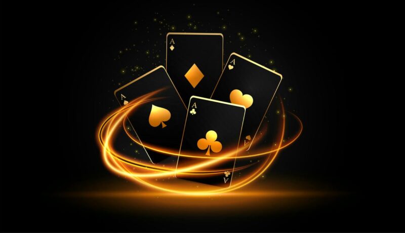 dark casino ace card gambling banner with light streak effect vector