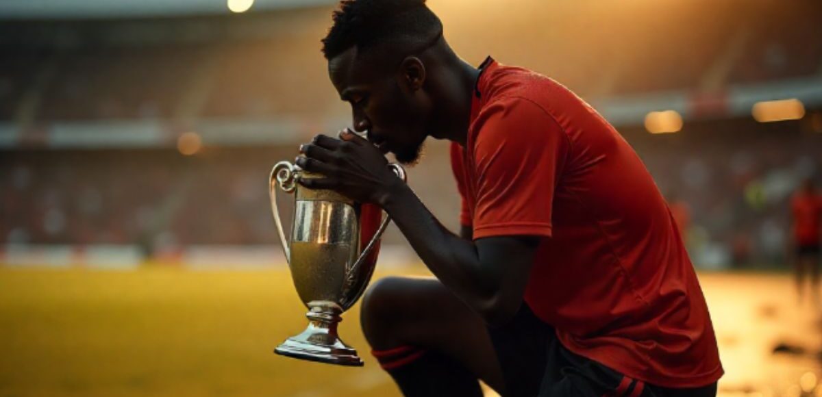 jugador celebrando el trofeo de la Supercopa de Europa 2025