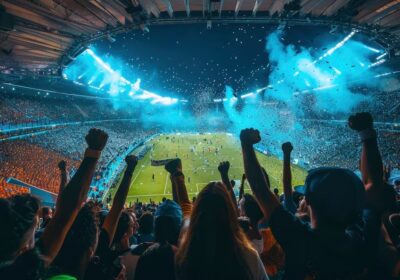 Aficionados en el estadio durante la inauguración del Mundial 2026 antes del partido inaugural en México