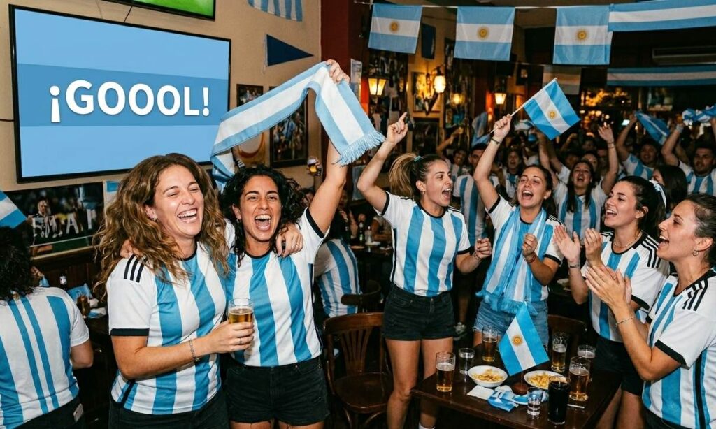 Hinchas celebran gol de la selección argentina