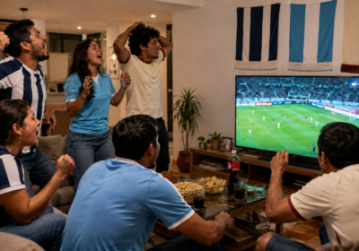 Hinchas celebrando un partido de la Liga 1