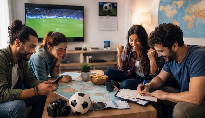aficionados siguiendo el fixture del Mundial 2026